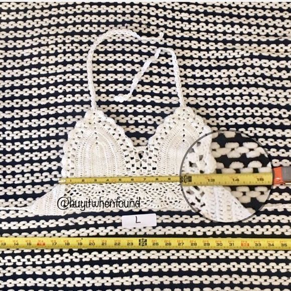 Crochet Halter Top SUNSET RED RUST ORANGE S M L - Picture 7 of 8